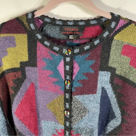 Tabask Handmade in Peru ALPACA/Wool/Acrylic Sweater Top XL - Picture 3 of 11